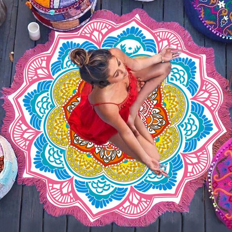 Round Floor Mat – Printed Style with Tassel Charm