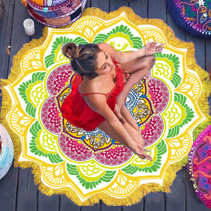 Round Floor Mat – Printed Style with Tassel Charm