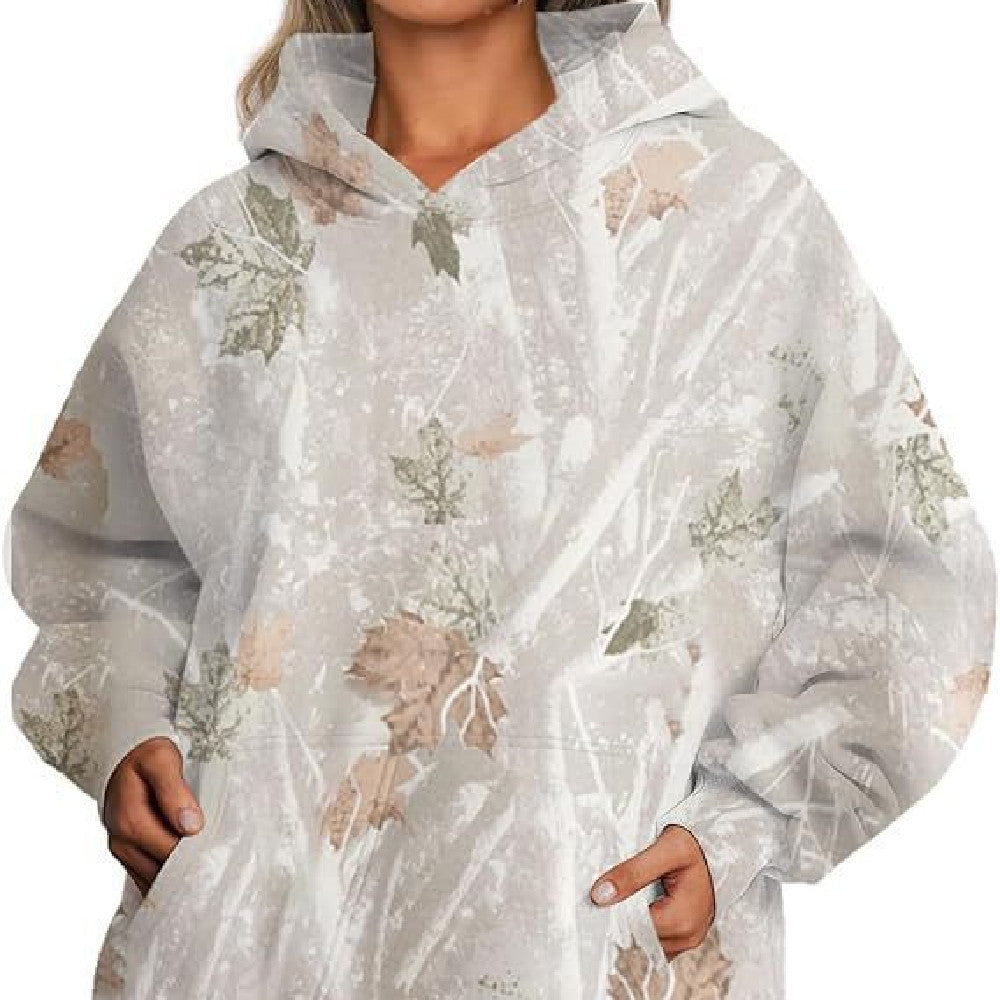 Women's Floral Hooded Pullover – Relaxed Fit with Artistic Flair