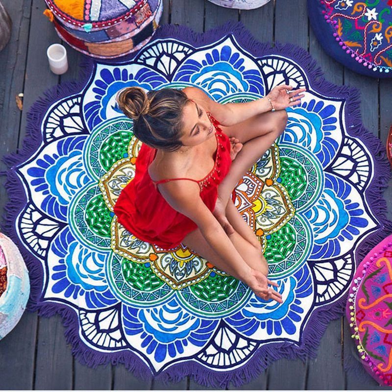 Round Floor Mat – Printed Style with Tassel Charm