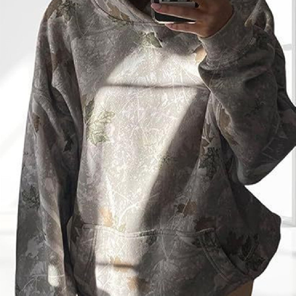Women's Floral Hooded Pullover – Relaxed Fit with Artistic Flair