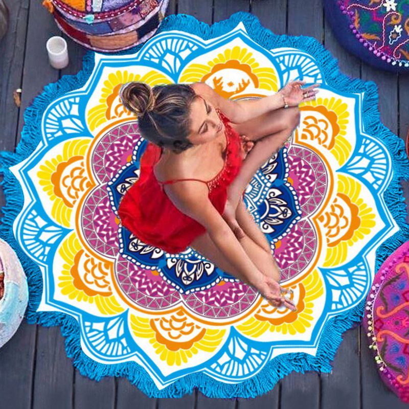 Round Floor Mat – Printed Style with Tassel Charm