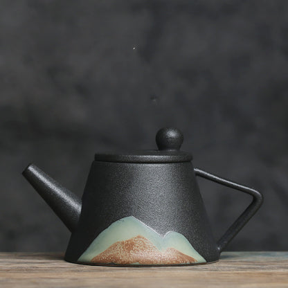 Retro Black Ceramic Teapot – Timeless Elegance in Every Pour