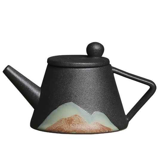 Retro Black Ceramic Teapot – Timeless Elegance in Every Pour