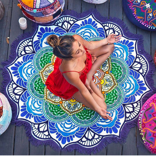 Round Floor Mat – Printed Style with Tassel Charm