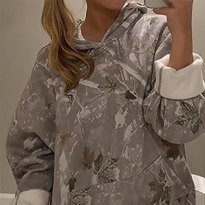 Women's Floral Hooded Pullover – Relaxed Fit with Artistic Flair