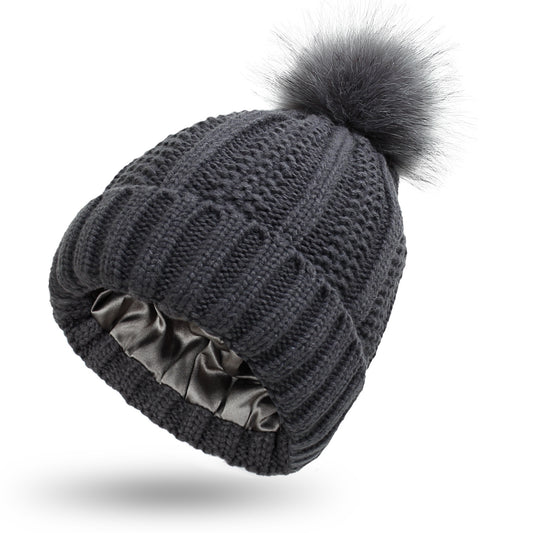 Satin-Lined Wool Beanie For Women