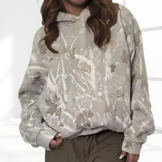 Women's Floral Hooded Pullover – Relaxed Fit with Artistic Flair