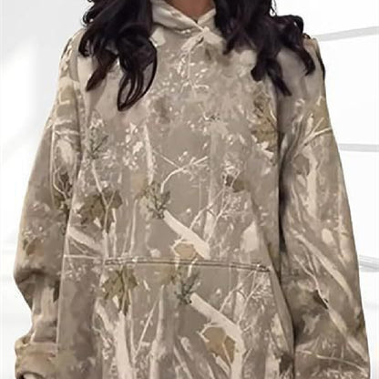 Women's Floral Hooded Pullover – Relaxed Fit with Artistic Flair