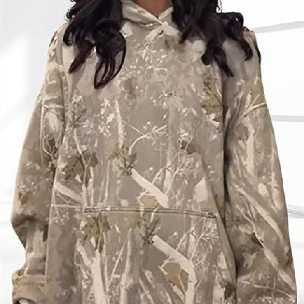 Women's Floral Hooded Pullover – Relaxed Fit with Artistic Flair